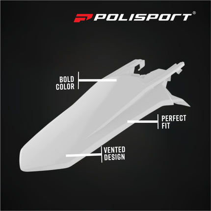Polisport 8554700002 Rear Fender for KTM SX 85 2018-2024 Models, Durable Gloss Polypropylene Dirt Bike MX Tail Piece Replacement Mudguard, OEM Match White