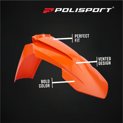 Polisport 8554800001 Front Fender for KTM SX85 2018 and Newer – OEM‑Style Durable Orange Motocross Front Mudguard