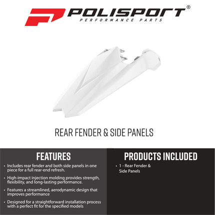 Polisport 8556000001 Rear Fender + Side Panels Fits Beta RR 2018‑2019 & Xtrainer 2015‑2022 OEM Replacement – White Plastic Bodywork Kit