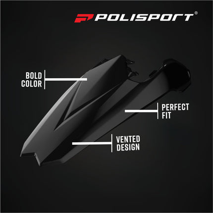 Polisport 8556000002 Rear Fender with Side Panels for Beta RR 125 2T 2018‑2019 and Xtrainer 2015‑2022 – OEM‑Style Durable Black Plastics Kit