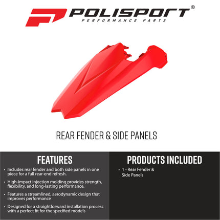 Polisport 8556000004 Rear Fender and Side Panels Fits Beta RR 2018‑2019 and Xtrainer 2015‑2022 – OEM‑Style Durable Replacement Plastic – Red