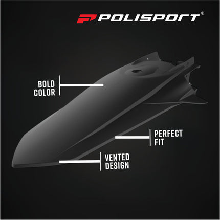 Polisport Motocross (MX) Rear Fender for KTM SX,SX-F,XC,XC-F (2019-2022) - Dirt Bike - OEM Quality, Durable Gloss Polypropylene (DGP), Flexible & Perfect Fit - Black