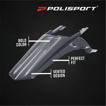 Polisport Motocross (MX) Rear Fender for Sherco SE-R / SEF-R (17-24) - Dirt Bike - OEM Quality, Durable Gloss Polypropylene (DGP), Flexible & Perfect Fit - Grey