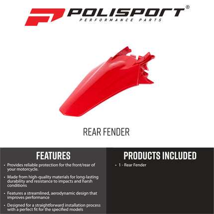 Polisport 8558400001 Rear Fender for GasGas EX 250/350 / EX 250F/350F/450F (22-23) & MC/MC-F (21-23) – OEM‑Style Durable Red Motocross Rear Mudguard