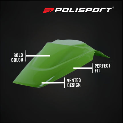 Polisport Motocross (MX) Rear Fender for Kawasaki KX65(2000-->) and KLX110(2002-2009) - Dirt Bike - OEM Quality, Durable Gloss Polypropylene (DGP), Flexible & Perfect Fit - Green