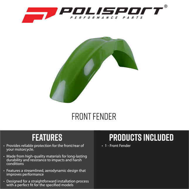 Polisport 8561600013 Front Fender for Kawasaki KX65 2000-2026 - OEM Color Match Replacement Dirt Bike Plastic Bodywork - Factory Green