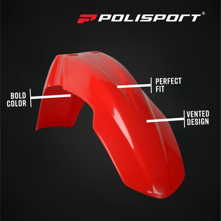 Polisport Motocross (MX) Front Fender for Honda CRF 450R (04-08), CRF 250R (04-09), & CR 125R/250R (04-07) Dirt Bikes - OEM Quality, Durable Gloss Polypropylene (DGP), Flexible & Perfect Fit - Red