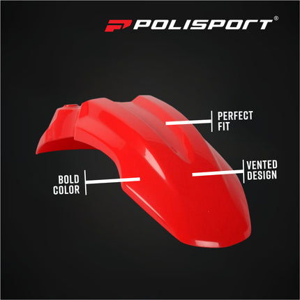 Polisport Motocross (MX) Front Fender for Honda CRF50F(2004--2026) - Dirt Bike - OEM Quality, Durable Gloss Polypropylene (DGP), Flexible & Perfect Fit - Red