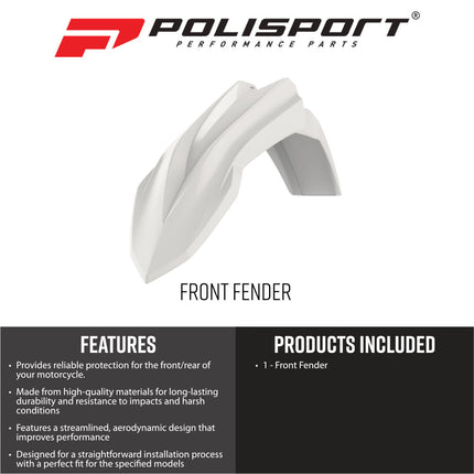 Polisport Motocross (MX) Front Fender for Beta  X-Trainer, RR 4T, RR 2T (20-26) & RR X-Pro / Race (25-26)  Dirt Bike - OEM Quality, Durable Gloss Polypropylene (DGP), Flexible & Perfect Fit - White