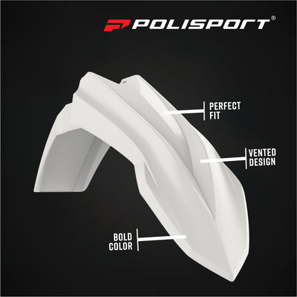 Polisport Motocross (MX) Front Fender for Beta  X-Trainer, RR 4T, RR 2T (20-26) & RR X-Pro / Race (25-26)  Dirt Bike - OEM Quality, Durable Gloss Polypropylene (DGP), Flexible & Perfect Fit - White