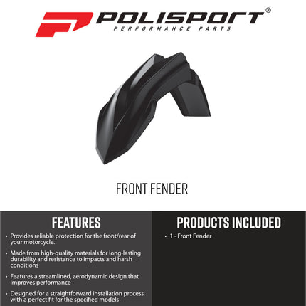 Polisport 8585200002 Front Fender Fits Beta RR 2T/4T &  X-Trainer 2020‑Onward, RR X-Pro 25-26 – Black OEM‑Style Replacement Durable Injection‑Molded Motocross Front Fender