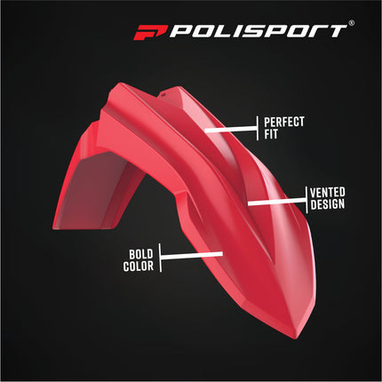 Polisport Motocross (MX) Front Fender for Beta RR 2T/4T, X-Trainer (20-26), RR X-Pro/Race (25-26) Dirt Bike - OEM Quality, Durable Gloss Polypropylene (DGP), Flexible & Perfect Fit - Red
