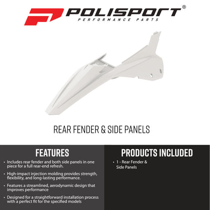 Polisport 8585300001 Rear Fender and Side Panels Kit for Beta RR 2T/4T (20-26) & X-Trainer (23-26) – OEM‑Style Durable White Replacement Plastics