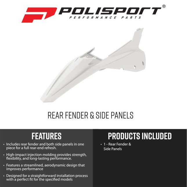 Polisport 8585300001 Rear Fender and Side Panels Kit for Beta RR 2T/4T (20-26) & X-Trainer (23-26) – OEM‑Style Durable White Replacement Plastics