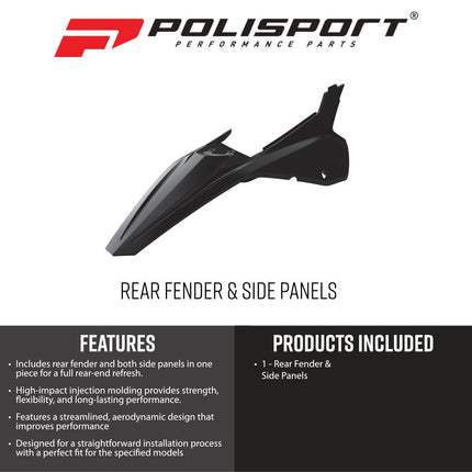 Polisport 8585300002 Rear Fender and Side Panels Kit for Beta RR 2T/4T (20-26) and X-Trainer (23-26) – OEM‑Style Durable Black Replacement Plastics