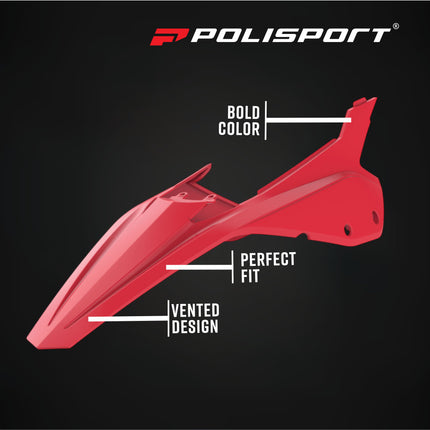 Polisport 8585300004 Rear Fender & Side Panels for Beta RR 2T/4T 2020-2026 & X-Trainer 2023-2026, Durable Gloss Polypropylene Dirt Bike Body Kit Replacement, Red