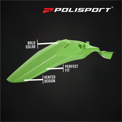 Polisport Motocross (MX) Rear Fender for Kawasaki KX 450F (2026) OEM Color - Dirt Bike - OEM Quality, Durable Gloss Polypropylene (DGP), Flexible & Perfect Fit - Green