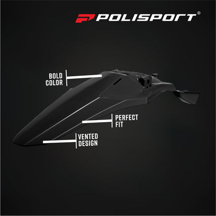 Polisport 8590300002 Rear Fender Fits Kawasaki KX450F 2024 –25 Black OEM‑Style Replacement Motocross Rear Fender Durable Injection‑Molded Plastic