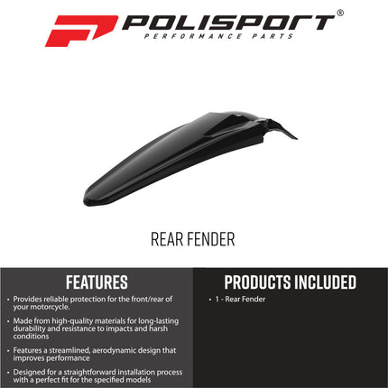 Polisport 8595600003 Rear Fender Fits Kawasaki KX450F 2016‑2018 and KX250F 2017‑2020 – Durable OEM‑Style Replacement Plastic – Black