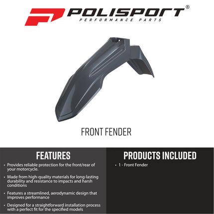 Polisport Motocross (MX) Front Fender for Sherco SE-R / SEF-R (2024+) - Dirt Bike - OEM Quality, Durable Gloss Polypropylene (DGP), Flexible & Perfect Fit - Grey