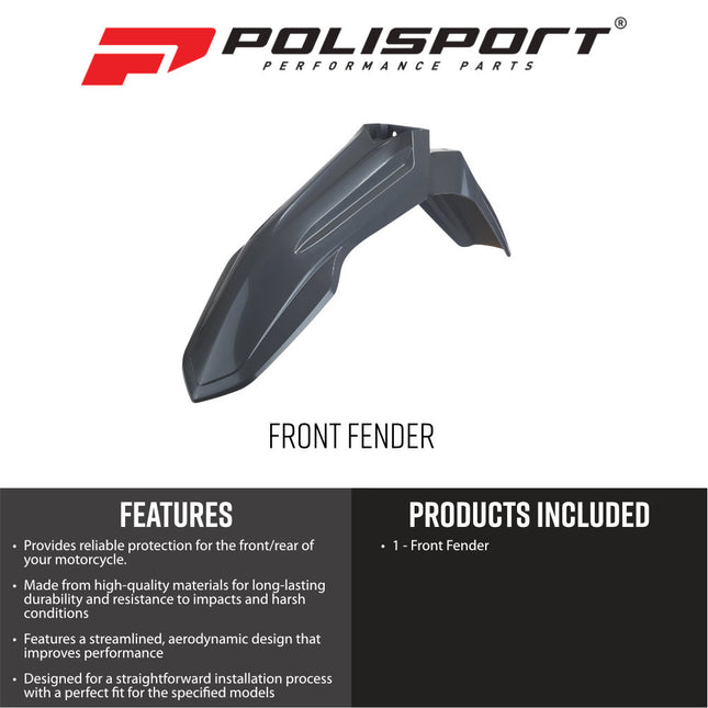 Polisport Motocross (MX) Front Fender for Sherco SE-R / SEF-R (2024+) - Dirt Bike - OEM Quality, Durable Gloss Polypropylene (DGP), Flexible & Perfect Fit - Grey