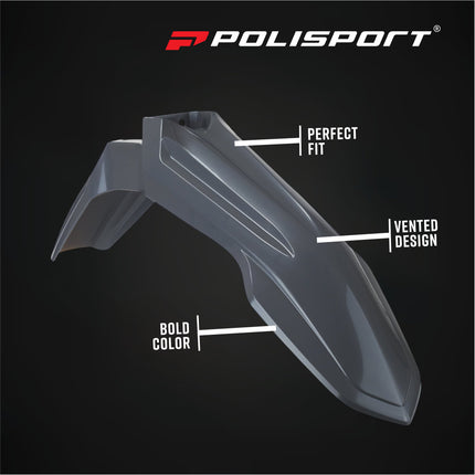 Polisport Motocross (MX) Front Fender for Sherco SE-R / SEF-R (2024+) - Dirt Bike - OEM Quality, Durable Gloss Polypropylene (DGP), Flexible & Perfect Fit - Grey