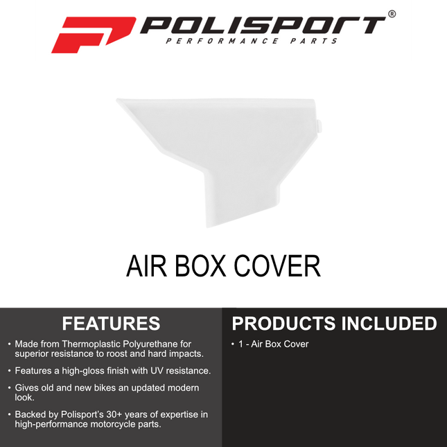 Polisport 8611800001 AirBox Cover for Husqvarna TC/FC 2025+ & TE/FE 2026+ – White – OEM-Style Replica Plastic with Durable Gloss Finish Perfect Factory Fit Impact Resistant