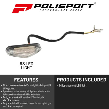 Polisport RS LED Replacement Light for Motocross, Enduro & Off-Road Motorcycle - 12?V LED Rear Tail/Brake Light Module for RS LED Systems - Clear Lens