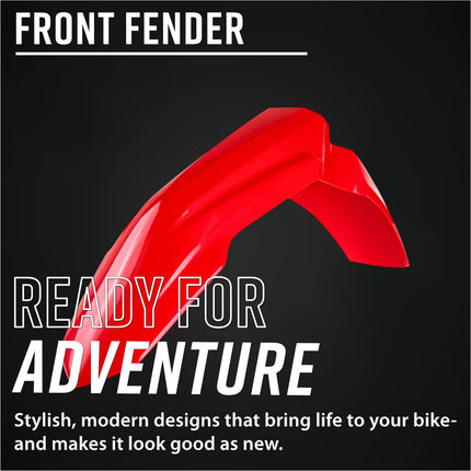Polisport Motocross (MX) Front Fender for Honda CRF450R (2021->) 250R/RX/CRF (2022->) Dirt Bike - OEM Quality, Durable Gloss Polypropylene (DGP), Flexible & Perfect Fit - Red