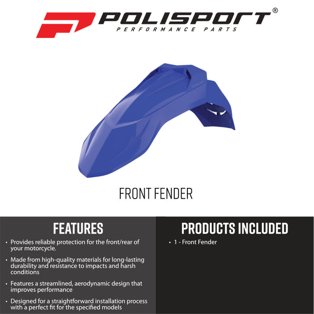 Polisport Motocross (MX) SuperMotard front fender ufx (Universal) for Yamaha and Kawasaki - Dirt Bike - OEM Quality, Durable Gloss Polypropylene (DGP), Flexible & Perfect Fit - Blue