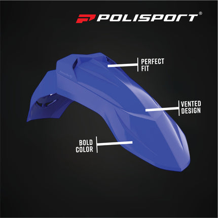 Polisport Motocross (MX) SuperMotard front fender ufx (Universal) for Yamaha and Kawasaki - Dirt Bike - OEM Quality, Durable Gloss Polypropylene (DGP), Flexible & Perfect Fit - Blue