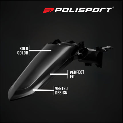 Polisport 8687500003 Motocross (MX) Rear Fender for Yamaha YZ450F (2026+) Dirt Bikes - High-Impact Resistant Technical Plastic with UV Protection, OEM-Style Precise Fit - Black