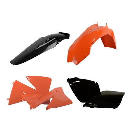 Polisport 90101 Standard Replica Plastic Kit for KTM EXC / EXC-F 2001-2002 - OEM Style Dirt Bike Bodywork - Orange/Black (Front & Rear Fenders, Radiator Scoops, Side Panels)