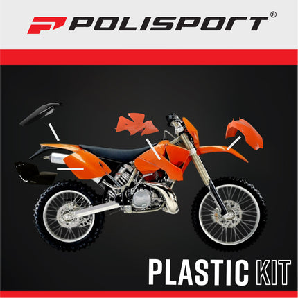 Polisport 90101 Standard Replica Plastic Kit for KTM EXC / EXC-F 2001-2002 - OEM Style Dirt Bike Bodywork - Orange/Black (Front & Rear Fenders, Radiator Scoops, Side Panels)