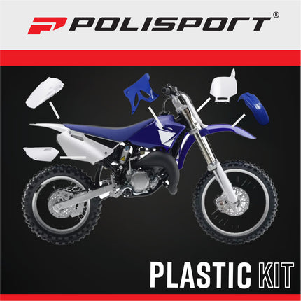 Polisport 90526 Replica Plastic Kit for Yamaha YZ85 2002-2014 OEM 2013-2014 White/Blue – Complete Bodywork Set with Fenders, Radiator Scoops, Side Panels and Front Number Plate