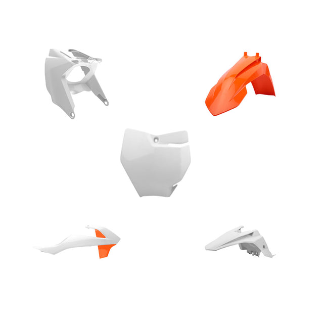 Polisport 90805 Full Replica Plastic Kit for KTM 65 SX 2016-2023 - OEM Color Match Orange/White Bodywork with Front Fender, Rear Fender & Side Panels, Radiator Scoops, Number Plates & Airbox Cover