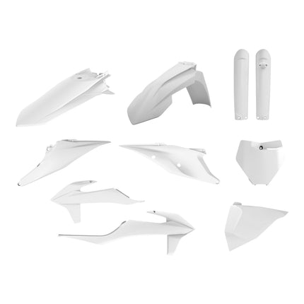Polisport 91013 Full Plastic Kit for KTM SX, XC, SX-F & XC-F 19-22 OEM White – Complete Bodywork Set with Fenders, Radiator Scoops, Side Panels, Number Plate, Fork Protectors and Airbox Cover