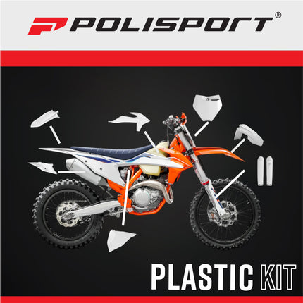 Polisport 91013 Full Plastic Kit for KTM SX, XC, SX-F & XC-F 19-22 OEM White – Complete Bodywork Set with Fenders, Radiator Scoops, Side Panels, Number Plate, Fork Protectors and Airbox Cover