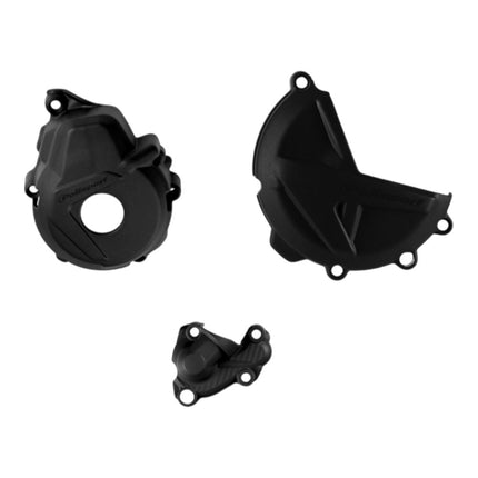 Polisport 91320 Clutch+Ignition Kit Cover for GasGas EXF 250/350 & EC250F/350F (2021–2023) – Black  Durable Engine Protection Set  Direct Fit for OEM Cases