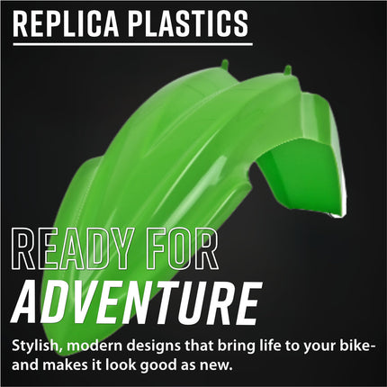 Polisport 91333 Replica Plastic Kit for Kawasaki KX85 2022-2026 OEM Green – Complete Bodywork Set with Fenders, Radiator Scoops, Side Panels and Front Number Plate