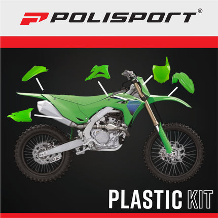 Polisport 91333 Replica Plastic Kit for Kawasaki KX85 2022-2026 OEM Green – Complete Bodywork Set with Fenders, Radiator Scoops, Side Panels and Front Number Plate