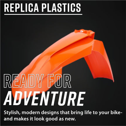 Polisport 91369 Replica Plastic Kit for KTM SX 85 2018-2024 Orange/White – Complete Bodywork Set with Fenders, Radiator Scoops, Side Panels, Front Number Plate and Airbox Cover