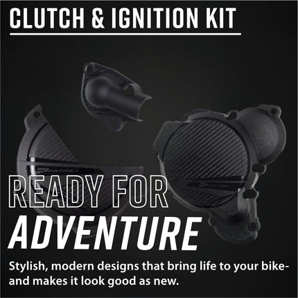 Polisport 91378 Clutch and Ignition Cover Protector Guard Kit for KTM SX/XC 250/300 & Husqvarna TC 250 2023-2026 - Durable Dirt Bike Engine Crankcase Shields - Black (Pair)