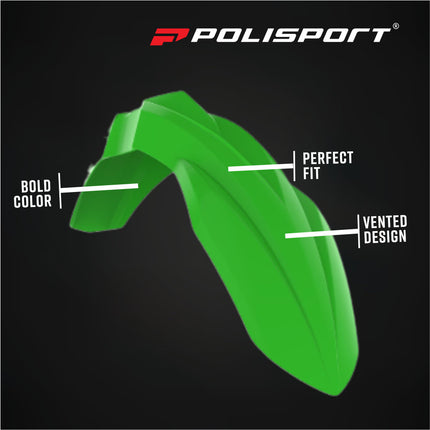 Polisport  91494 Full Plastic Kit – Fits Kawasaki KX250F 2017–2020 – OEM‑Style Bodywork with Fenders, Radiator Scoops, Side Panels, Number Plate, Fork Protector – Green/Black