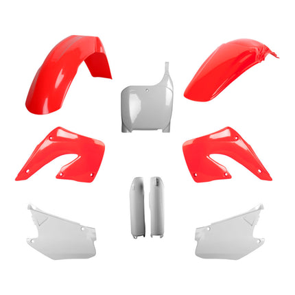 Polisport 91510 Full Plastic Kit for Honda CR125R & CR250R 2000-2001 OEM Red/White – Complete Bodywork Set with Fenders, Radiator Scoops, Side Panels, Front Number Plate and Fork Guards