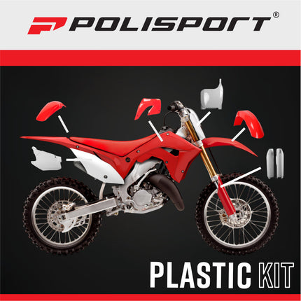 Polisport 91510 Full Plastic Kit for Honda CR125R & CR250R 2000-2001 OEM Red/White – Complete Bodywork Set with Fenders, Radiator Scoops, Side Panels, Front Number Plate and Fork Guards