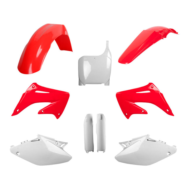 Polisport 91511 Full Plastic Kit – Fits Honda CR125R/CR250R 2002–2003 – OEM‑Style Bodywork with Fenders, Shrouds, Side Panels, Number Plate, Fork Protectors – Red/White