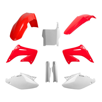 Polisport 91512 Full Plastic Kit for Honda CR125R & CR250R 2004-2007 OEM Red/White – Complete Bodywork Set with Fenders, Radiator Scoops, Side Panels, Fork Guards and Front Number Plate