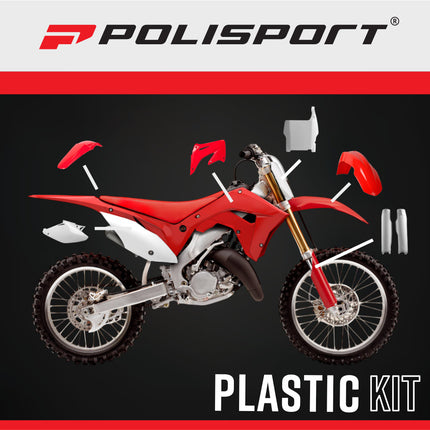 Polisport 91512 Full Plastic Kit for Honda CR125R & CR250R 2004-2007 OEM Red/White – Complete Bodywork Set with Fenders, Radiator Scoops, Side Panels, Fork Guards and Front Number Plate