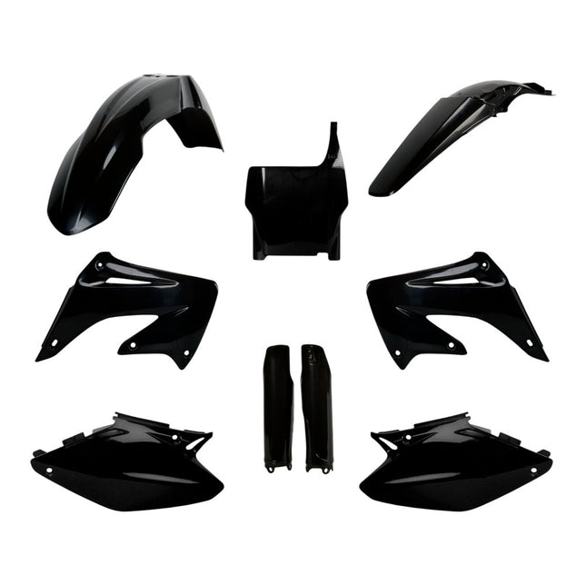 Polisport 91513 Full Plastic Kit for Honda CR125R/250R (2004‑2007) – Black, Includes Fenders, Radiator Scoops, Side Panels, Number Plate, and Fork Protectors for Complete OEM‑Style Replacement